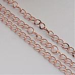 Iron Twisted Chains, Unwelded, with Spool, Oval, Rose Gold, 6.5x4.5x0.8mm, about 164.04 Feet(50m)/roll(CH-0.8DK-RG)
