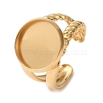 304 Stainless Steel Cuff Ring Components, Round Bezel Cup Ring Settings, Ion Plating(IP), Golden, 15.5mm, 18mm, Tray Size: 14mm(STAS-P454-01D-G)