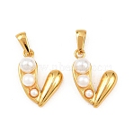 ABS Plastic Imitation Pearl Pendants, Heart Charm, with 304 Stainless Steel Findings, Golden, White, 23.5x16x8mm, Hole: 7x3.5mm(STAS-P438-28G)