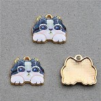 Alloy Pendants, Cat, Black, 15.3x18x2.6mm, Hole: 1.6mm(FIND-YWC0008-02D)