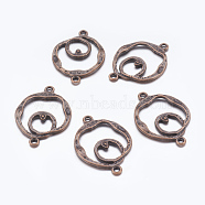 Alloy Links/Connectors, Lead Free and Cadmium Free, Flower, Red Copper, 30x22x2mm, Hole: 1.5mm(EA10949Y-R)