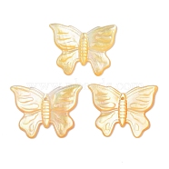 Natural Yellow Shell Carved Pendants, Butterfly Charms, Gold, 15x20x1.5mm, Hole: 1mm(SSHEL-C012-21)