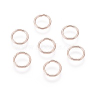 304 Stainless Steel Open Jump Rings, Rose Gold, 18 Gauge, 9x1mm, Inner Diameter: 7mm(STAS-O098-02RG-06)