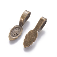 Tibetan Style Alloy Glue-on Flat Pad Bails, Antique Bronze, Lead Free and Cadmium Free and Nickel Free, 26x8x7mm, Hole: 5x8mm(X-MLF10728Y-NF)