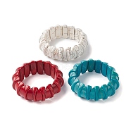 Dyed Synthetic Turquoise Beaded Stretch Bracelets, Tile Bracelet, Mixed Color, 1-1/8 inch(2.8cm), Inner Diameter: 2-3/8 inch(6cm)(BJEW-P299-05)