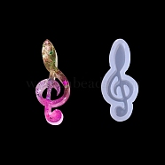 Food Grade Silicone Molds, Resin Casting Molds, For UV Resin, Epoxy Resin Jewelry Making, Musical Note, White, 42.5x18.5x8mm, Inner Diameter: 13.5x39mm(DIY-L026-058)