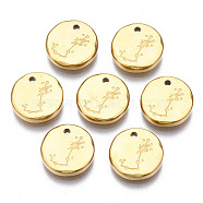 316 Surgical Stainless Steel Charms, Flat Round with Constellation, Real 14K Gold Plated, Scorpio, 10x2mm, Hole: 1mm(STAS-S116-418J-G)