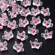 Transparent Acrylic Beads, Bead in Bead, Crown, Hot Pink, 14x17.5x7mm, Hole: 2mm, about 581pcs/500g(MACR-S373-105-B04)