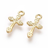 Alloy Pendants, Lead Free and Cadmium Free, Cross, Golden, about 19mm long, 10.5mm wide, 2mm thick, hole: 2mm(X-EA9080Y-G)