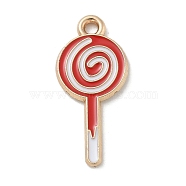 Christmas Theme Alloy Enamel Pendants, Golden, Lollipop, 22x10x1.6mm, Hole: 1.6mm(ENAM-K074-02E-01)