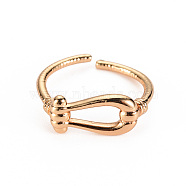 Brass Cuff Rings, Open Rings, Knot, Nickel Free, Real 18K Gold Plated, US Size 5 1/4, Inner Diameter: 16mm(KK-S360-073-NF)