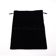 Rectangle Velvet Jewelry Bags, Drawstring Bags, Black, 37x28cm(TP-WH0013-01)