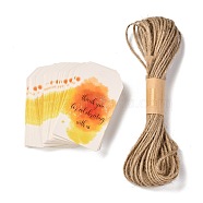 Paper Hang Gift Tags, with Jute Twine, Thanksgiving Themed, Orange, 7x4x0.03cm, Hole: 5mm, 50pcs/bag(CDIS-P006-B01)