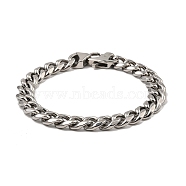 304 Stainless Steel Cuban Link Chain Bracelet, Stainless Steel Color, 8-7/8 inch(22.6cm)(NJEW-D050-02D-P)