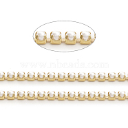 Matte Style Brass Handmade Beaded Chains, Cup Chains, with Acrylic Imitation Pearl, Soldered, Long-Lasting Plated, Real 14K Gold Plated, Links: 2x2x2.5mm(CHC-L044-02MG)