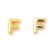 Brass Hollow Out Initial Letter Stud Earrings for Women, Real 18K Gold Plated, Lead Free & Cadmium Free, Letter.F, 7x5.5x1.5mm, Pin: 0.8mm(EJEW-A044-01G-F)