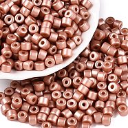 Baking Paint Pearlized Glass Seed Beads, Round Hole, Cylinder, Camel, 4x5.5mm, Hole: 1.8mm, about 2500pcs/pound(SEED-T008-03F)