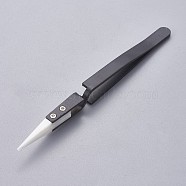 Stainless Steel Beading Tweezers, with Porcelain, Gunmetal & Stainless Steel Color, 14x0.85~0.9cm(TOOL-F006-02A)