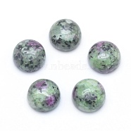 Natural Ruby in Zoisite Cabochons, Flat Round, 8x3~4mm(G-E492-H-10)