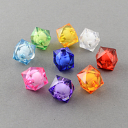 Transparent Acrylic Beads, Bead in Bead, Faceted Cube, Mixed Color, 12x11x11mm, Hole: 2mm, about 620pcs/500g(TACR-S112-12mm-M)