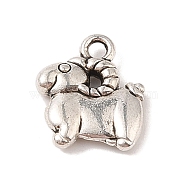 Tibetan Style Alloy Charms, Cadmium Free & Lead Free, Sheep, Antique Silver, 14.5x12.5x3mm, Hole: 1.8mm(TIBE-Q090-11AS)