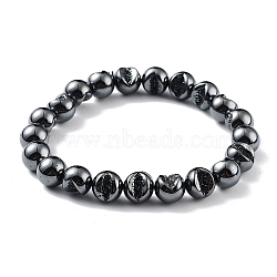 Non-Magnetic Synthetic Hematite Beaded Stretch Bracelets, Round, Inner Diameter: 2-3/8 inch(6.1cm)(BJEW-H589-01A)