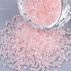 12/0 Imitation Jade Glass Seed Beads, Luster, Dyed, Round, Pink, 2mm, Hole: 1mm, about 40000pcs/bag(SEED-S035-02A-11)