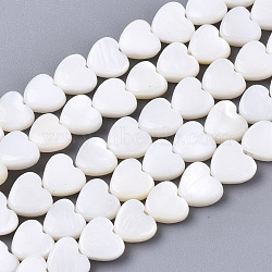 Natural Freshwater Shell Beads Strands, Heart, Creamy White, 6x6x1~3mm, Hole: 0.8mm, about 68~72pcs/strand, 15.16 inch(38.5cm)(X-SHEL-N026-67)