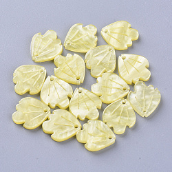 Cellulose Acetate(Resin) Pendants, Fish, Light Goldenrod Yellow, 15x13x3mm, Hole: 1.2mm(KY-N006-04-B03)