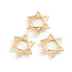Brass Filigree Joiners Links, Long-Lasting Plated, Hollow, for Jewish, Star of David, Golden, 16x14x4.5mm(X-KK-F812-01G)
