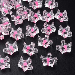 Transparent Acrylic Beads, Bead in Bead, Crown, Hot Pink, 14x17.5x7mm, Hole: 2mm, about 581pcs/500g(MACR-S373-105-B04)