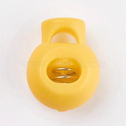 Plastic Iron Spring Cord Locks, Gold, 22x18x13.5mm, Hole: 8x5mm(X-FIND-WH0017-10)