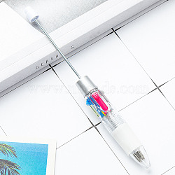 Plastic Ball-Point Pen, Beadable Pen, for DIY Personalized Pen with Jewelry Beads, White, 149x14mm(PW-WG98607-12)