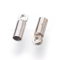 Brass Cord Ends, End Caps, Platinum, 6x2mm, Hole: 0.8mm, Inner Diameter: 1mm(X-KK-F768-04P)