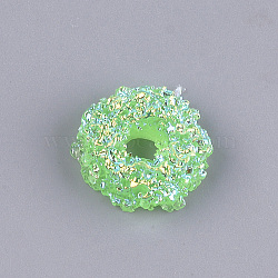 Resin Cabochons, AB Color Plated, Donut, Imitation Food, Light Green, 17~18.5x7~8mm(CRES-T010-48F)