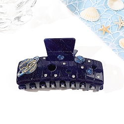 Planet Pattern Acrylic Claw Hair Clips, Hair Accessories for Women & Girls, Midnight Blue, 50x105mm(PW-WG255E6-27)