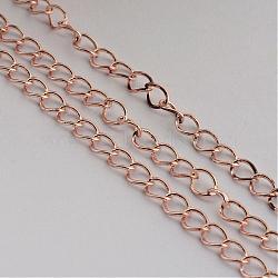 Iron Twisted Chains, Unwelded, with Spool, Oval, Rose Gold, 6.5x4.5x0.8mm, about 164.04 Feet(50m)/roll(CH-0.8DK-RG)