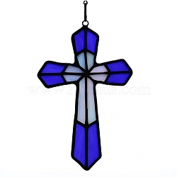 Cross Acrylic Pendant Decorations, Blue, 160x100mm(PW-WG11730-01)