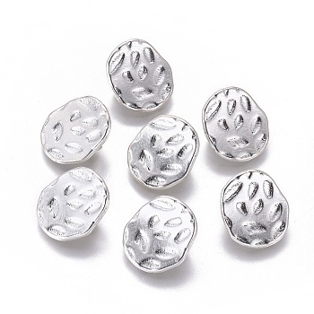 Tibetan Style Alloy Multi-Strand Links, Hammered Oval, Lead Free and Cadmium Free, Antique Silver, 15x6mm, Hole: 2mm