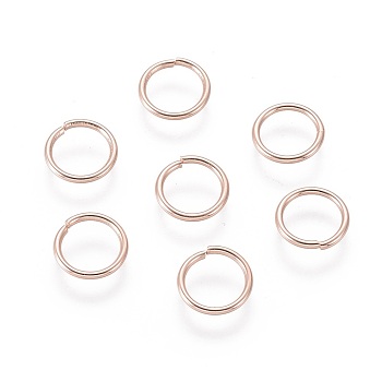 304 Stainless Steel Open Jump Rings, Rose Gold, 18 Gauge, 9x1mm, Inner Diameter: 7mm