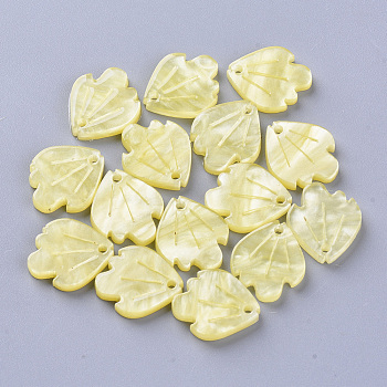 Cellulose Acetate(Resin) Pendants, Fish, Light Goldenrod Yellow, 15x13x3mm, Hole: 1.2mm