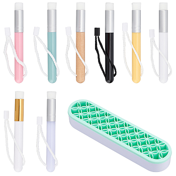 9Pcs 9 Styles Synthetic Fiber Nose Pore Deep Cleaning Brush & Multipurpose Silicone Storage Box, Mixed Color, 10.7x1.2cm