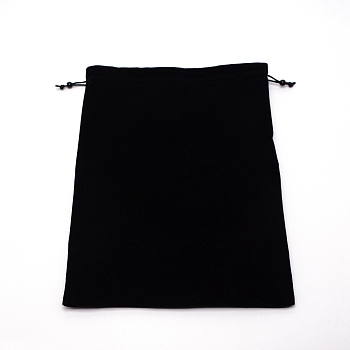 Rectangle Velvet Jewelry Bags, Drawstring Bags, Black, 37x28cm