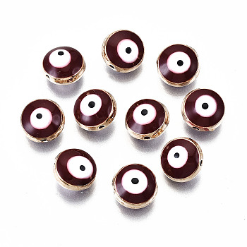 Alloy Enamel Beads, Evil Eye, Brown, 10x5mm, Hole: 1mm