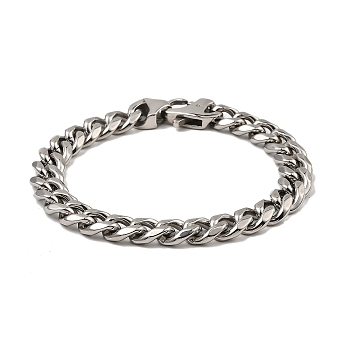 304 Stainless Steel Cuban Link Chain Bracelet, Stainless Steel Color, 8-7/8 inch(22.6cm)
