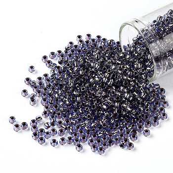 TOHO Round Seed Beads, Japanese Seed Beads, (749) Copper Lined Light Sapphire, 8/0, 3mm, Hole: 1mm, about 222pcs/bottle, 10g/bottle