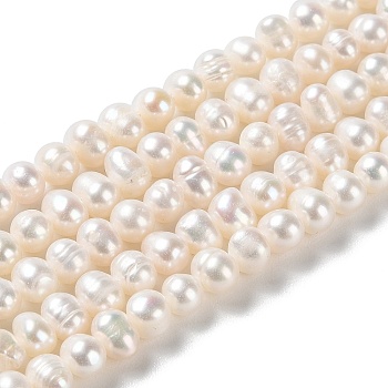 Natural Cultured Freshwater Pearl Beads Strands, Potato, Grade 2A, PapayaWhip, 4~6.5x4.5~5mm, Hole: 0.5mm, about 76pcs/strand, 13.98 inch(35.5cm)
