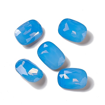 Opal Style K9 Glass Rhinestone Cabochons, Pointed Back & Back Plated, Octagon Rectangle, Air Blue Opal, 14x10x5mm