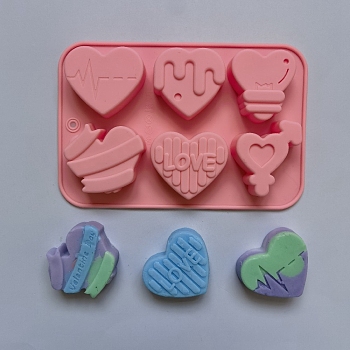 DIY Silicone Heart Soap Molds, for Handmade Soap Making, Valentine's Day, Light Coral, 185x124x20mm