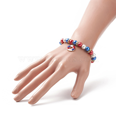 Bracelet extensible en perles de verre colorées(BJEW-JB09210)-6